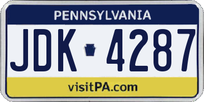 PA license plate JDK4287