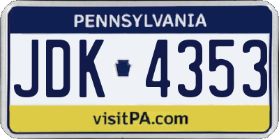 PA license plate JDK4353