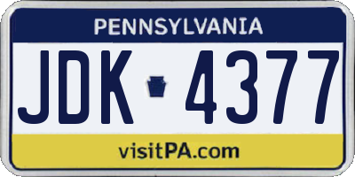 PA license plate JDK4377