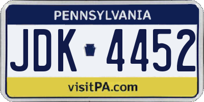 PA license plate JDK4452