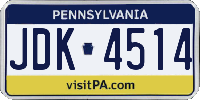 PA license plate JDK4514