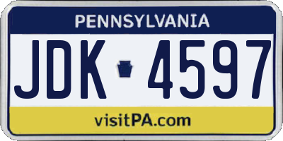 PA license plate JDK4597