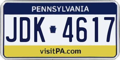 PA license plate JDK4617