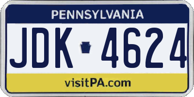 PA license plate JDK4624