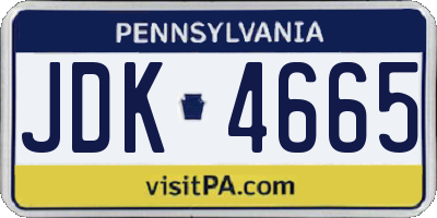 PA license plate JDK4665