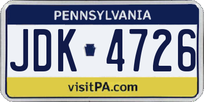 PA license plate JDK4726