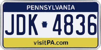 PA license plate JDK4836