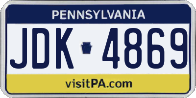 PA license plate JDK4869