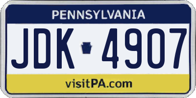 PA license plate JDK4907