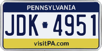 PA license plate JDK4951