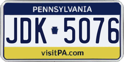 PA license plate JDK5076