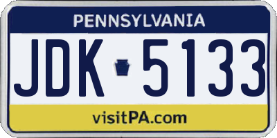 PA license plate JDK5133