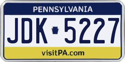 PA license plate JDK5227