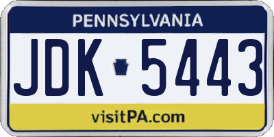 PA license plate JDK5443
