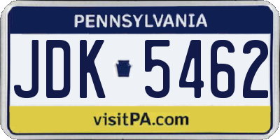 PA license plate JDK5462