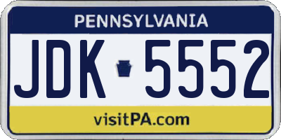 PA license plate JDK5552