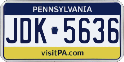 PA license plate JDK5636