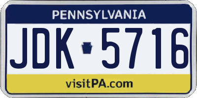 PA license plate JDK5716