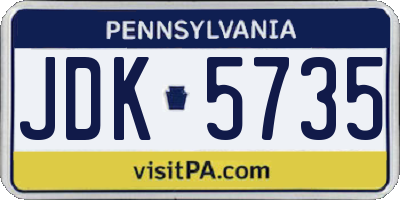 PA license plate JDK5735