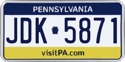 PA license plate JDK5871