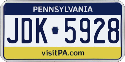 PA license plate JDK5928