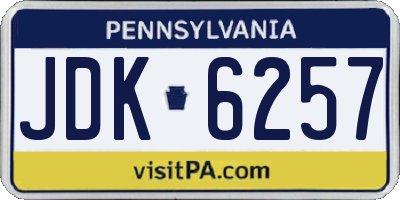 PA license plate JDK6257