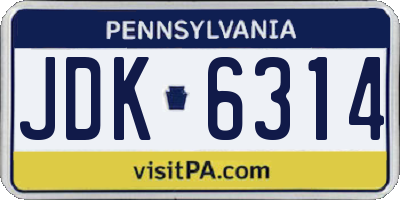 PA license plate JDK6314