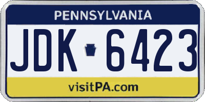 PA license plate JDK6423