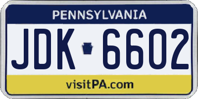 PA license plate JDK6602