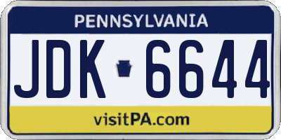 PA license plate JDK6644