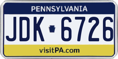 PA license plate JDK6726
