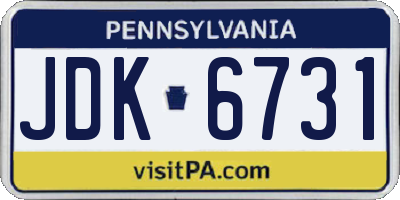 PA license plate JDK6731