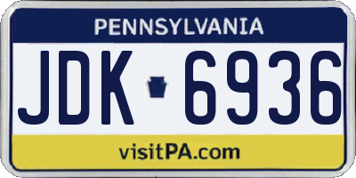 PA license plate JDK6936