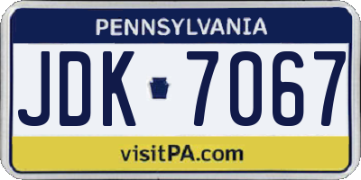 PA license plate JDK7067