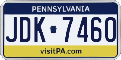 PA license plate JDK7460