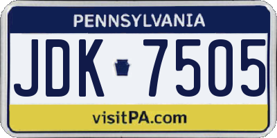 PA license plate JDK7505