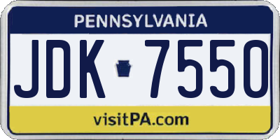 PA license plate JDK7550