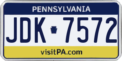 PA license plate JDK7572