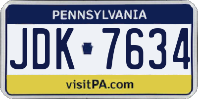 PA license plate JDK7634