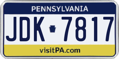 PA license plate JDK7817