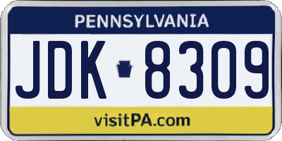 PA license plate JDK8309