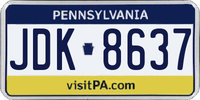 PA license plate JDK8637