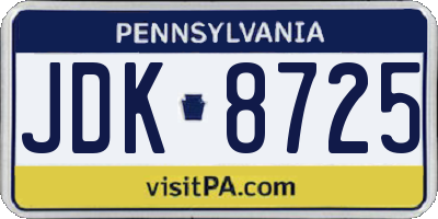 PA license plate JDK8725