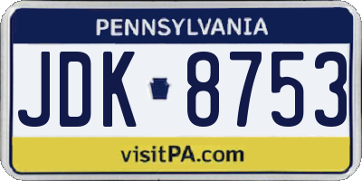 PA license plate JDK8753