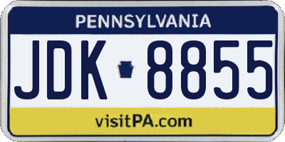 PA license plate JDK8855