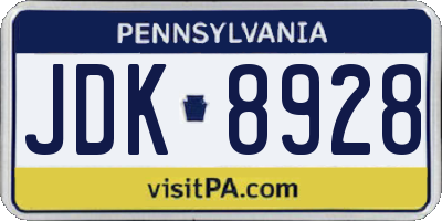 PA license plate JDK8928
