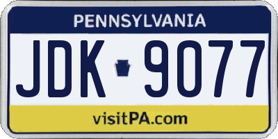 PA license plate JDK9077
