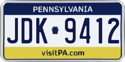 PA license plate JDK9412