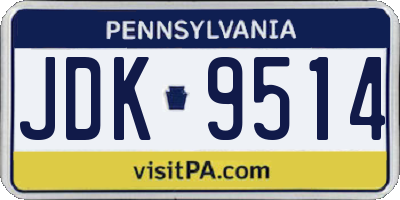 PA license plate JDK9514