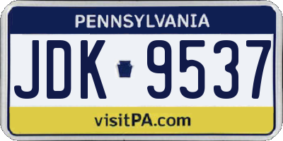 PA license plate JDK9537